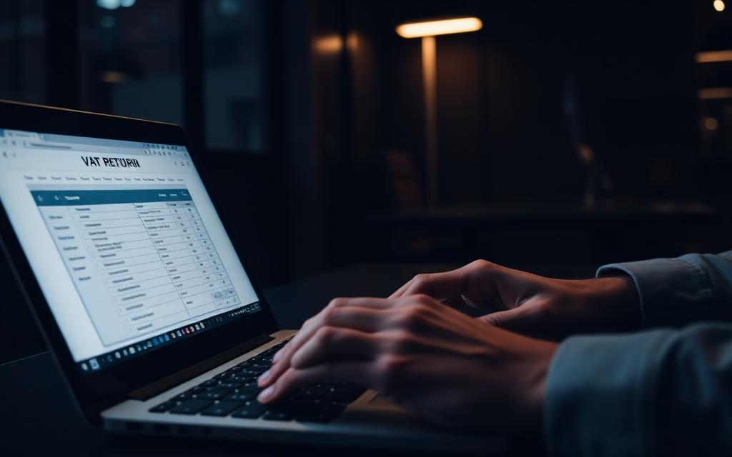 Filing a monthly VAT return on a laptop